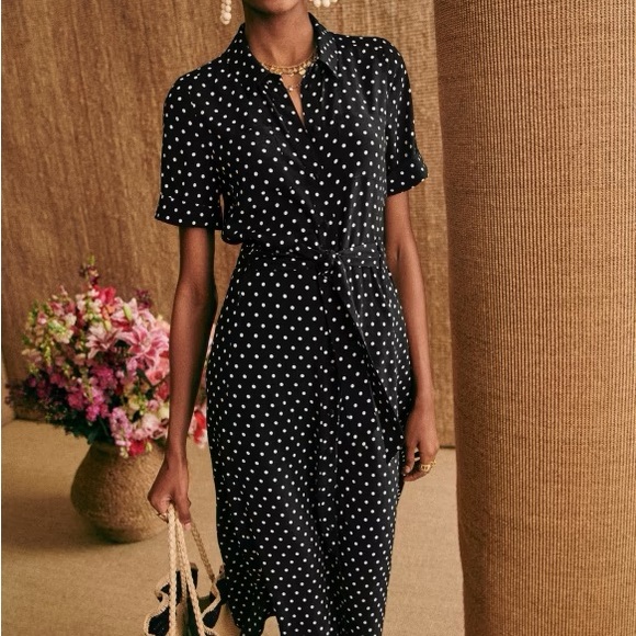 Sezane Dresses & Skirts - Sezane Adele Polka Dot Black Dress